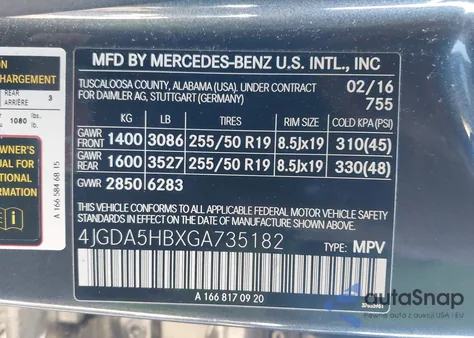 2016 Mercedes-Benz Gle 350 4Matic z USA, uszkodzony, nr VIN 4JGDA5HBXGA735182